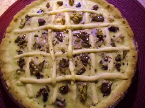 ricette bimby - crostata con crema bimby, noci e cioccolato